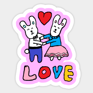 love bunny, rabbits, hand drawing Sticker